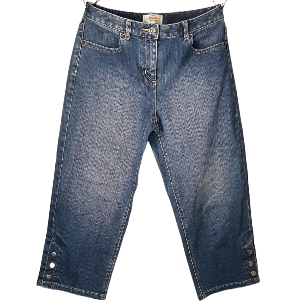 Denim capris w/snaps at hems